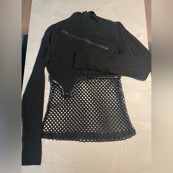 Killstar Tops - Killstar Black Long Sleeve Top with  Mesh And Zipper Detail